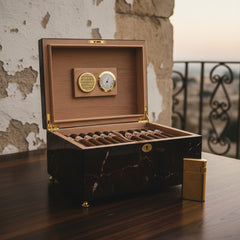El Septimo Red Marble Humidor - Trilogy Collection