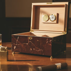 El Septimo Red Marble Humidor - Trilogy Collection