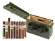 Smoke Can 30 Cal humidor with 9 included cigars on a white background