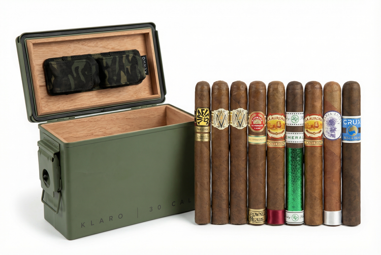 Smoke Can 30 Cal humidor with 9 premium cigars bundle hero